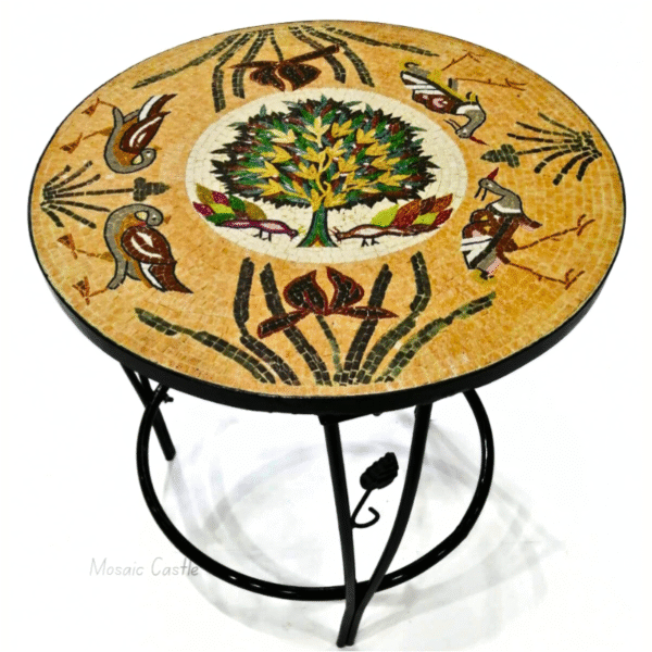Harvest Tree Mosaic Table with Black Iris