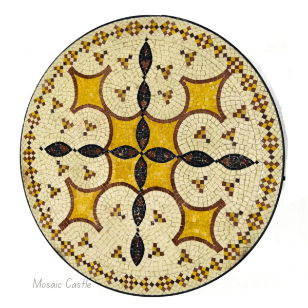 Handcrafted Mosaic Round Table – Geometric Elegance - Image 2