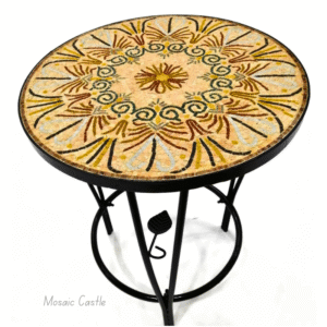 Handmade Round Mosaic Table - Natural Earth Tones
