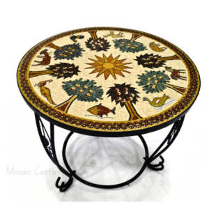 Handcrafted Mosaic Table -"Elements of Life" Pattern