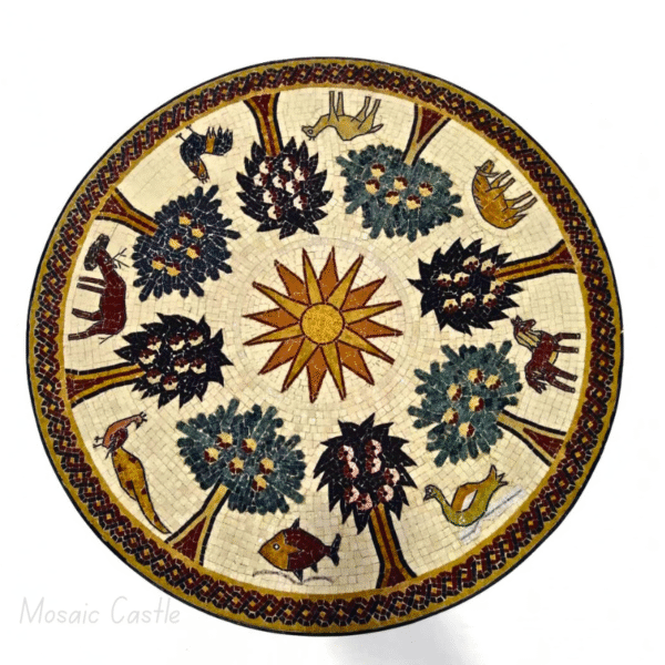 Handcrafted Mosaic Table -"Elements of Life" Pattern - Image 2