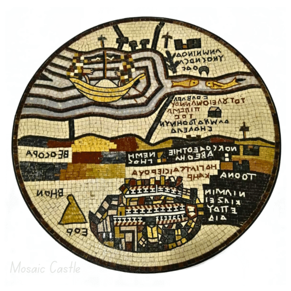Handmade Mosaic Table - "Old City of Madaba" Design - Image 2