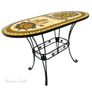 "Tree of Life and Madaba" Oval Mosaic Table