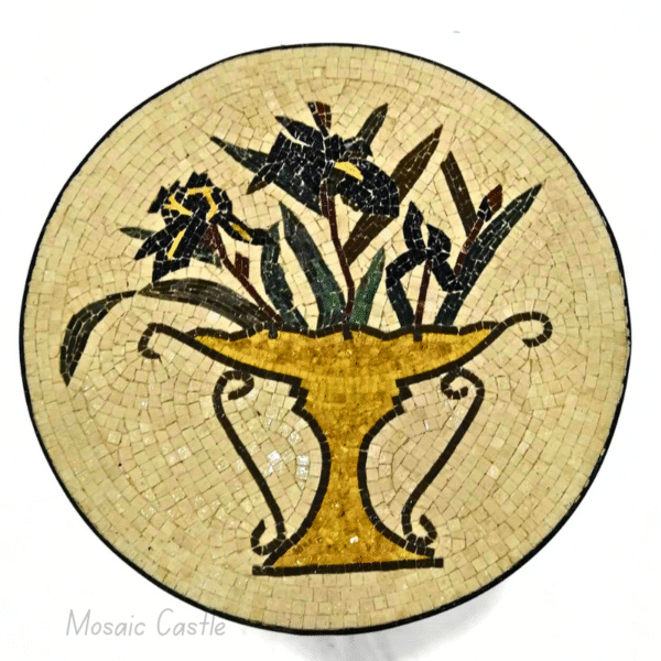 Round Mosaic Table - "Golden Vase" - Image 2