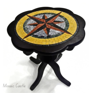 Circular Mosaic Table Compass Design
