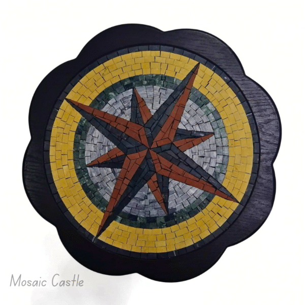 Circular Mosaic Table Compass Design - Image 2
