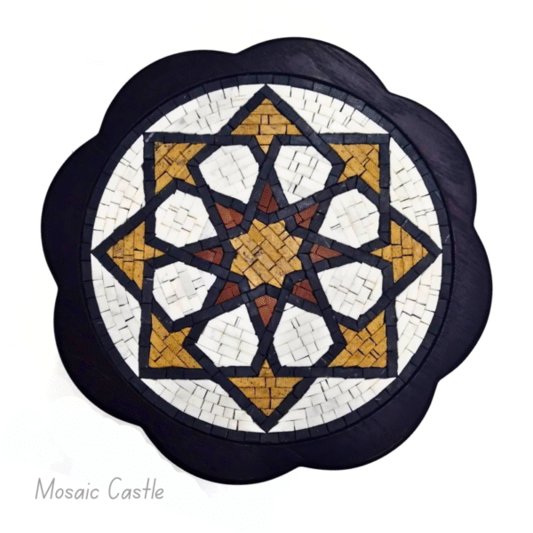 Handcrafted Mosaic Table Design " Geometric Star " - Image 2