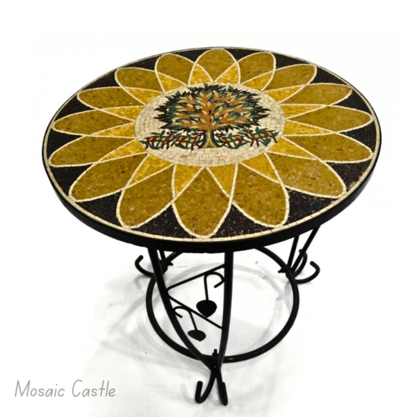 Sun Petal Mosaic Table - Handmade by Mosaic Castle