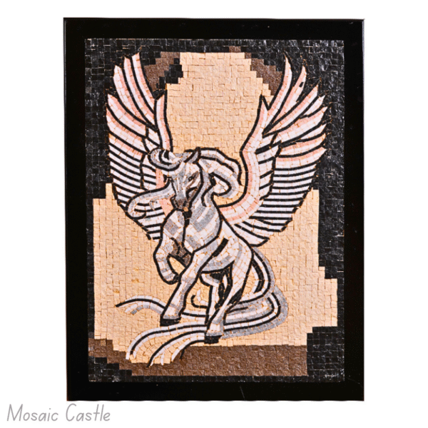 Handmade Mosaic Wall Art - Winged Unicorn Design