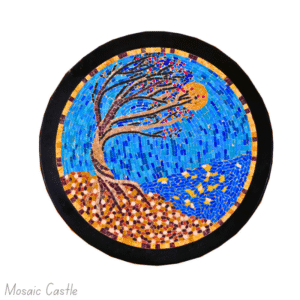 Handmade Round Mosaic Panel "Autumn Breeze"