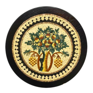 Handmade Madaba Tree Mosaic Wall Panel with Geometric Frame