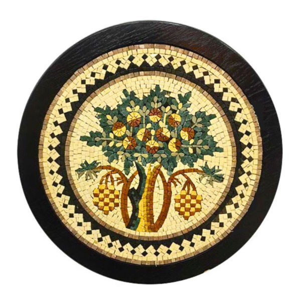 Handmade Madaba Tree Mosaic Wall Panel with Geometric Frame